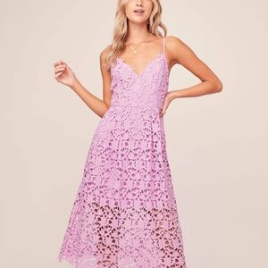 LACE A LINE MIDI DRESS